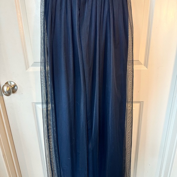 Adrianna Papell Navy Sequin Top Flowy Tulle Full Skirt Maxi Gown/ Dress, Size 4 - Picture 8 of 12